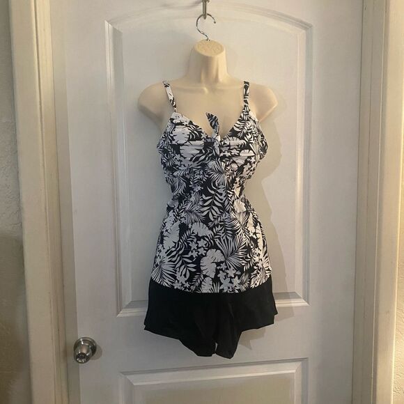 New Kim Gravle Swimsuit For All Shorts Swimsuit Tropical Print Sz 12 - Picture 1 of 5